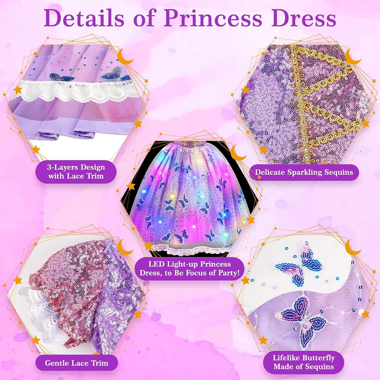DISFRAZ DE PRINCESA ILUMINADO PARA NIÑAS