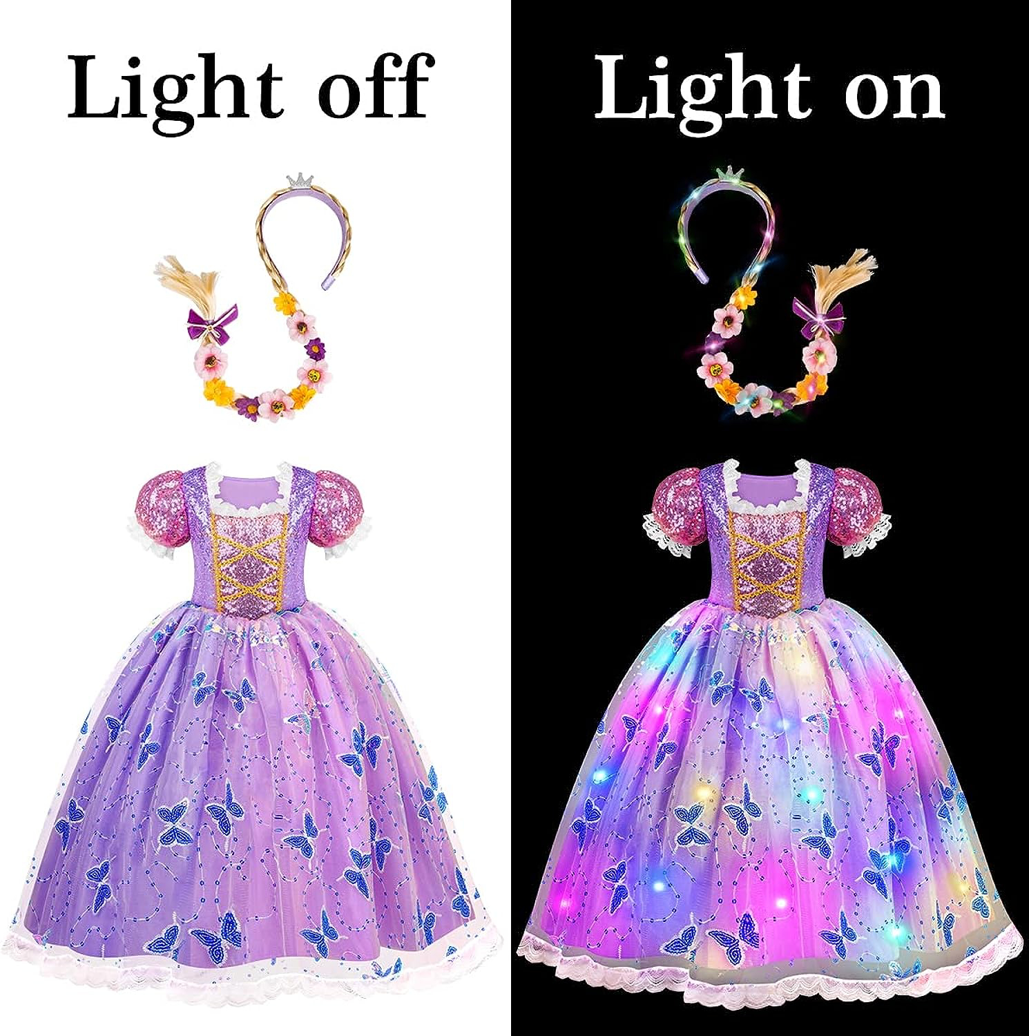 DISFRAZ DE PRINCESA ILUMINADO PARA NIÑAS