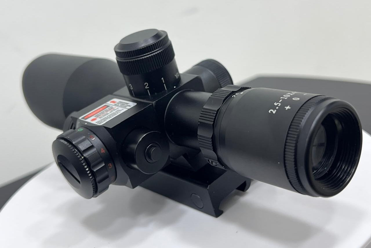 MIRA TELESCÓPICA 2.5-10X40 CON LÁSER ROJO