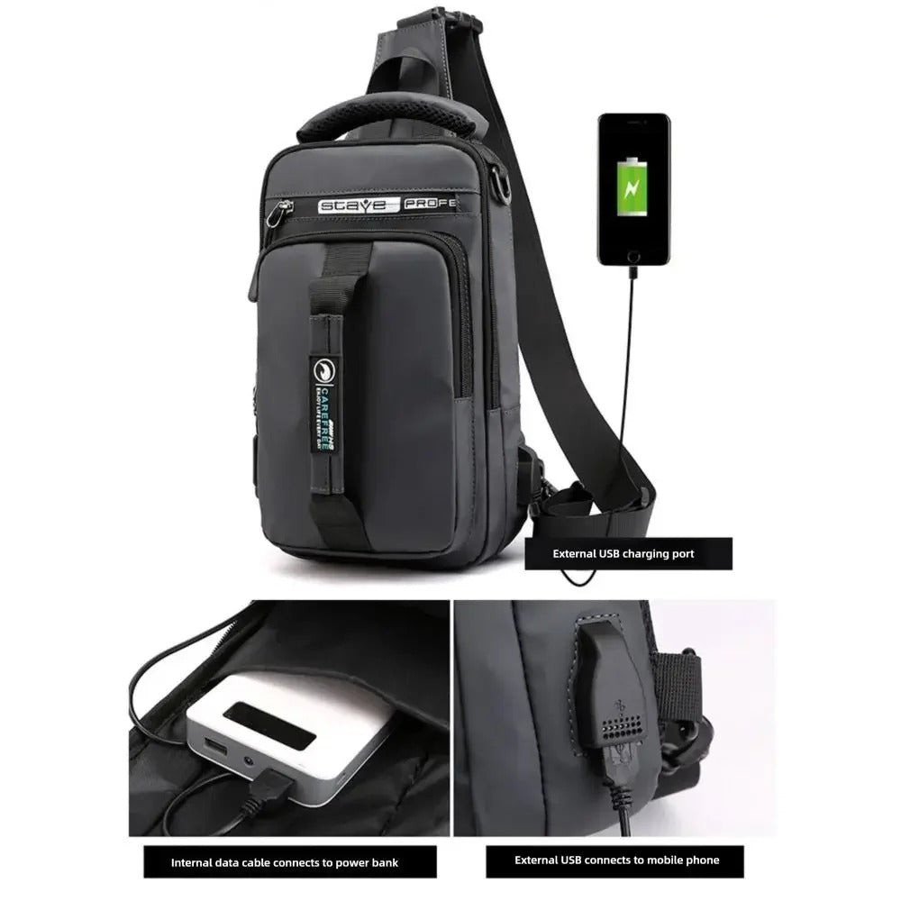 BOLSO MANOS LIBRES PARA CABALLERO DE CRUZAR IMPERMEABLE