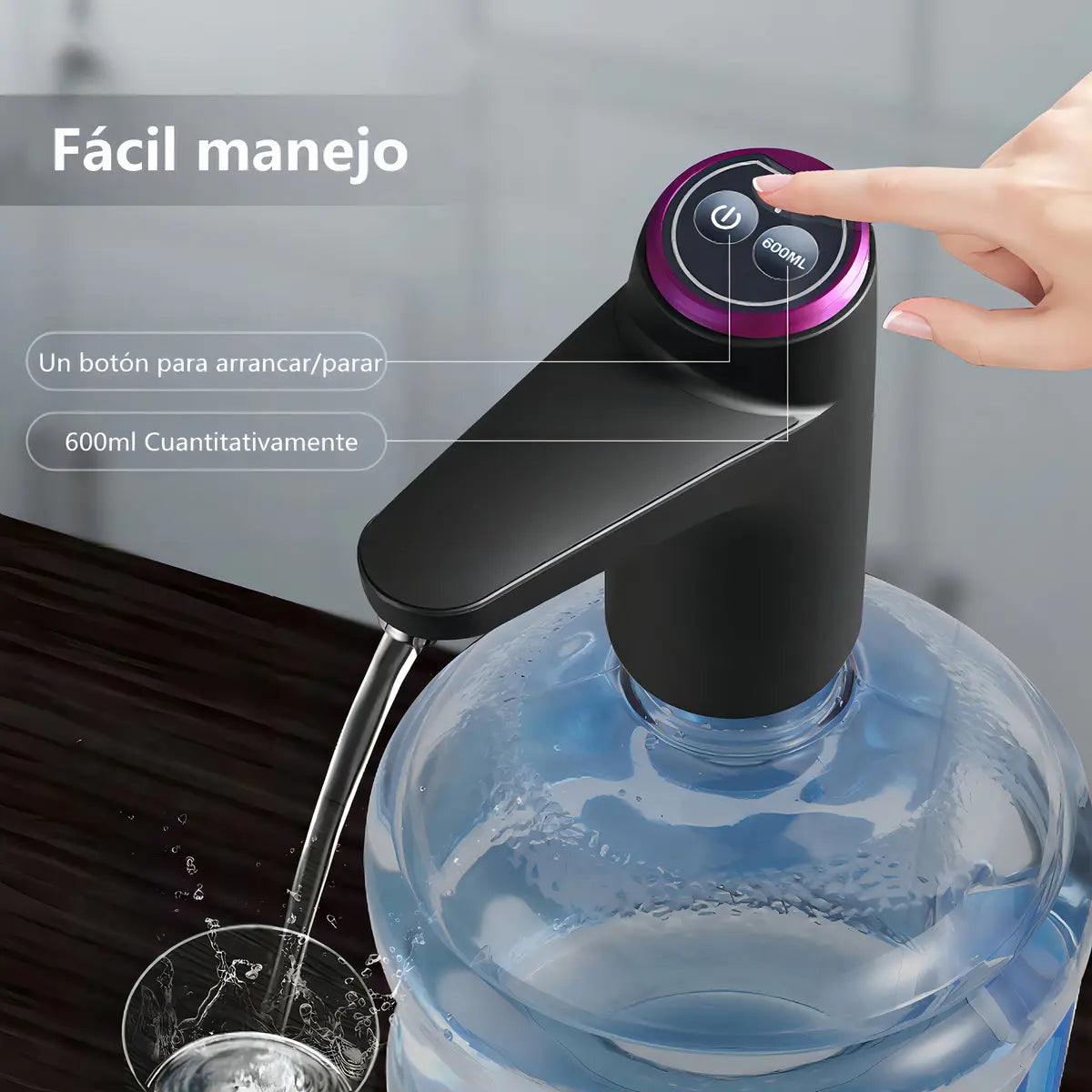 DISPENSADOR DE AGUA AUTOMÁTICO BOMBA PRO RECARGABLE USB