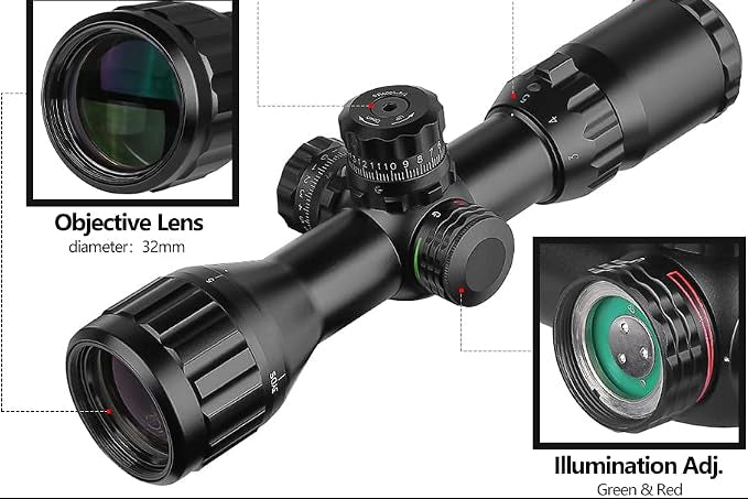 MIRA SPINA TELESCÓPICA 3-9X32 AO RGB