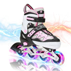 PATINES EN LÍNEA AJUSTABLES CON LUCES INTERMITENTES, PATINES CON RUEDAS LUMINOSAS PARA NIÑOS