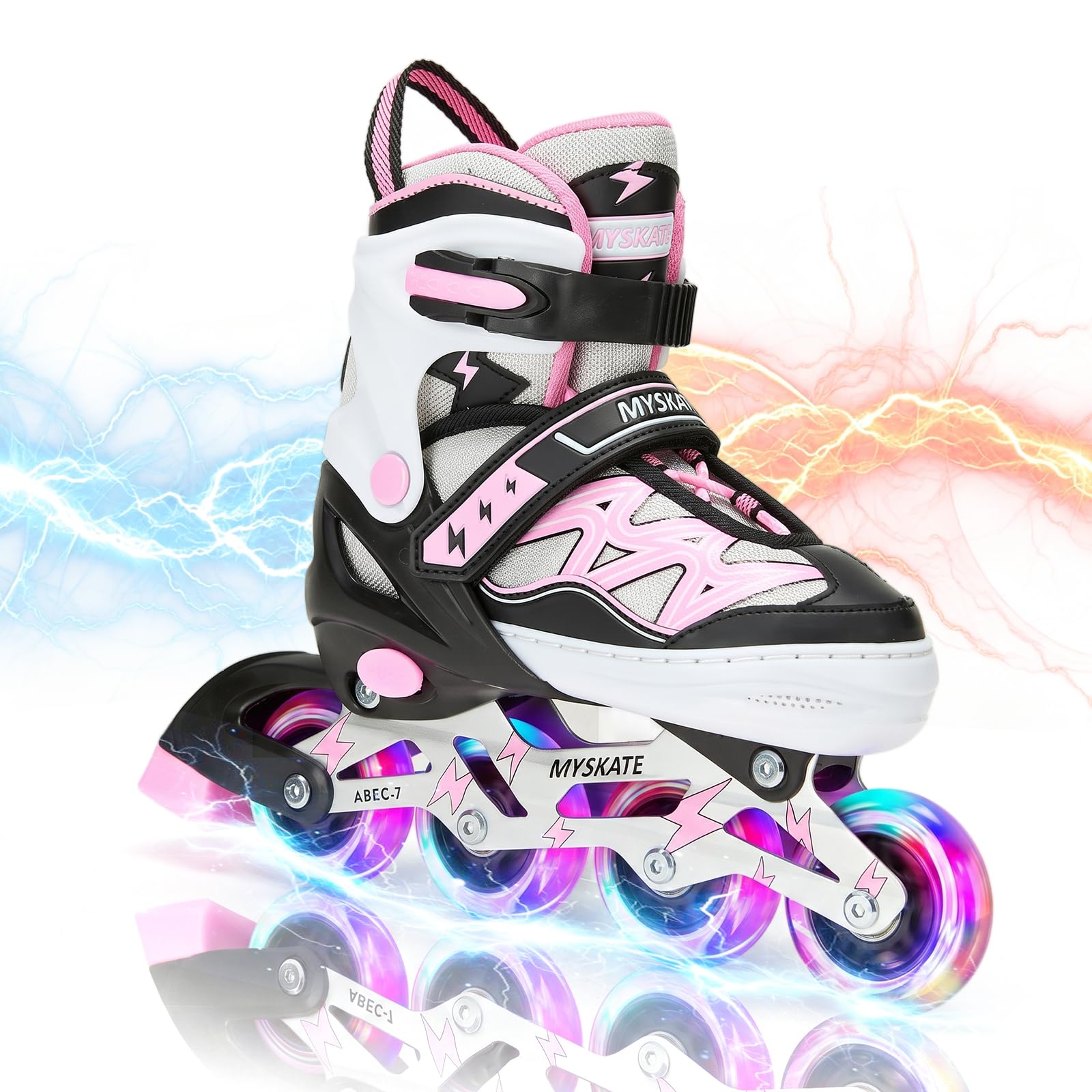PATINES EN LÍNEA AJUSTABLES CON LUCES INTERMITENTES, PATINES CON RUEDAS LUMINOSAS PARA NIÑOS