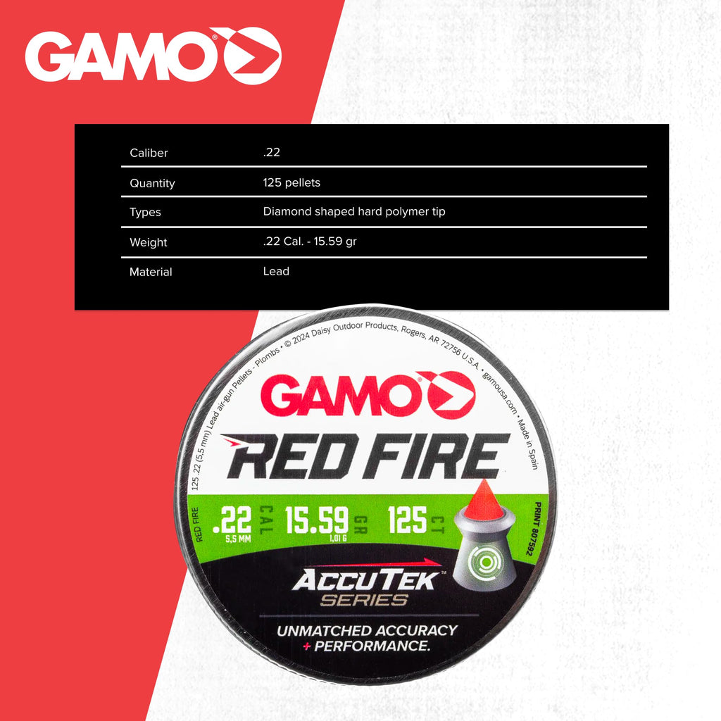 DIABOLOS GAMO RED FIRE CALIBRE 5.5 DE 125 UNIDADES