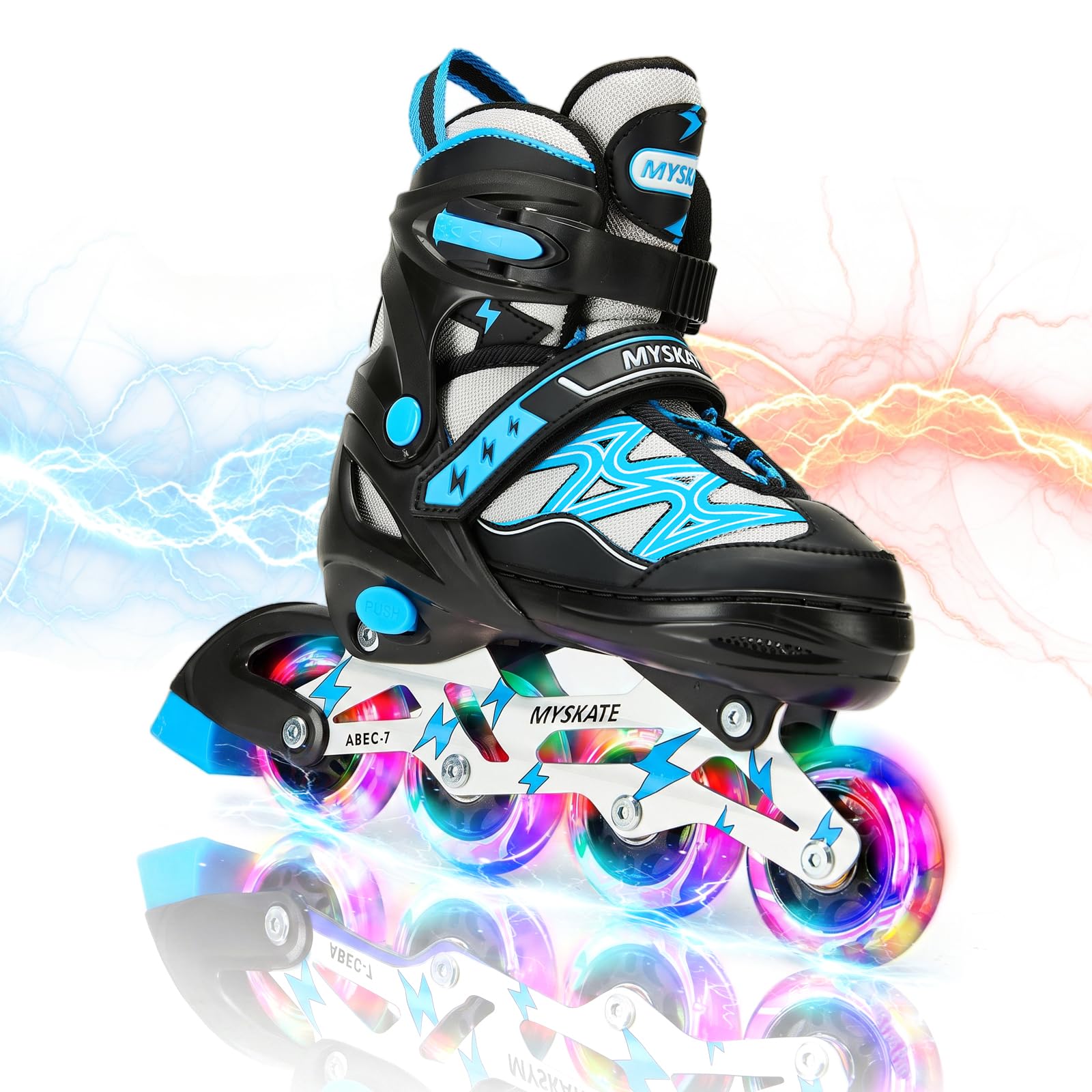 PATINES EN LÍNEA AJUSTABLES CON LUCES INTERMITENTES, PATINES CON RUEDAS LUMINOSAS PARA NIÑOS