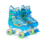 PATINES DE CUATRO RUEDAS CON DISEÑO DE DINOSAURIO Y RUEDAS LUMINOSAS PARA NIÑOS Y NIÑAS.