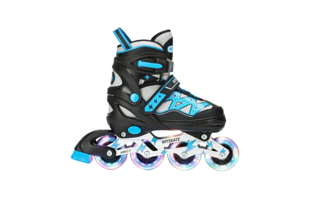 PATINES EN LÍNEA AJUSTABLES CON LUCES INTERMITENTES, PATINES CON RUEDAS LUMINOSAS PARA NIÑOS