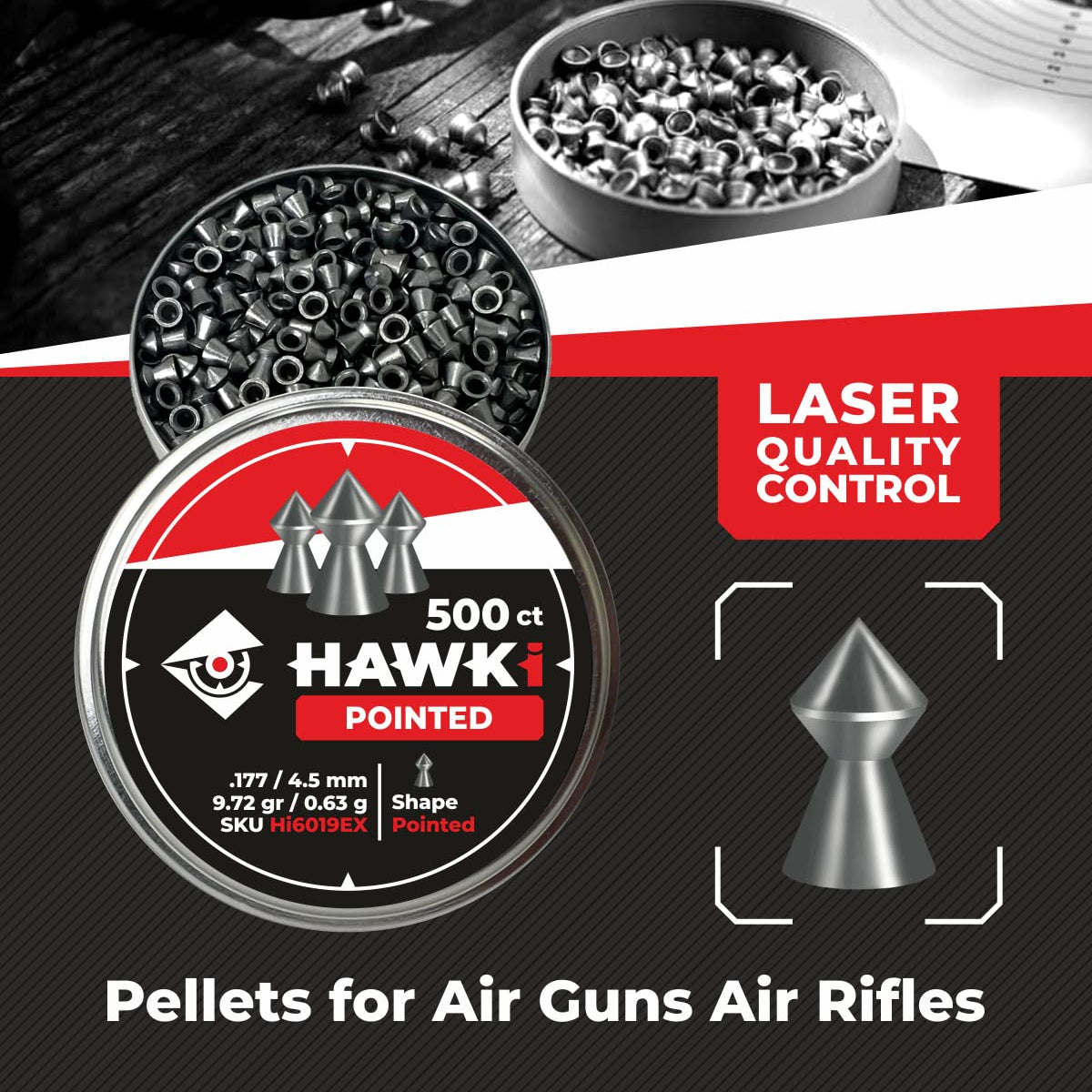 DIABOLOS HAWKI POINTED CALIBRE 4.5 DE 500 UNIDADES