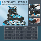 PATINES EN LÍNEA AJUSTABLES CON LUCES INTERMITENTES, PATINES CON RUEDAS LUMINOSAS PARA NIÑOS