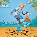 PATINES DE CUATRO RUEDAS CON DISEÑO DE DINOSAURIO Y RUEDAS LUMINOSAS PARA NIÑOS Y NIÑAS.