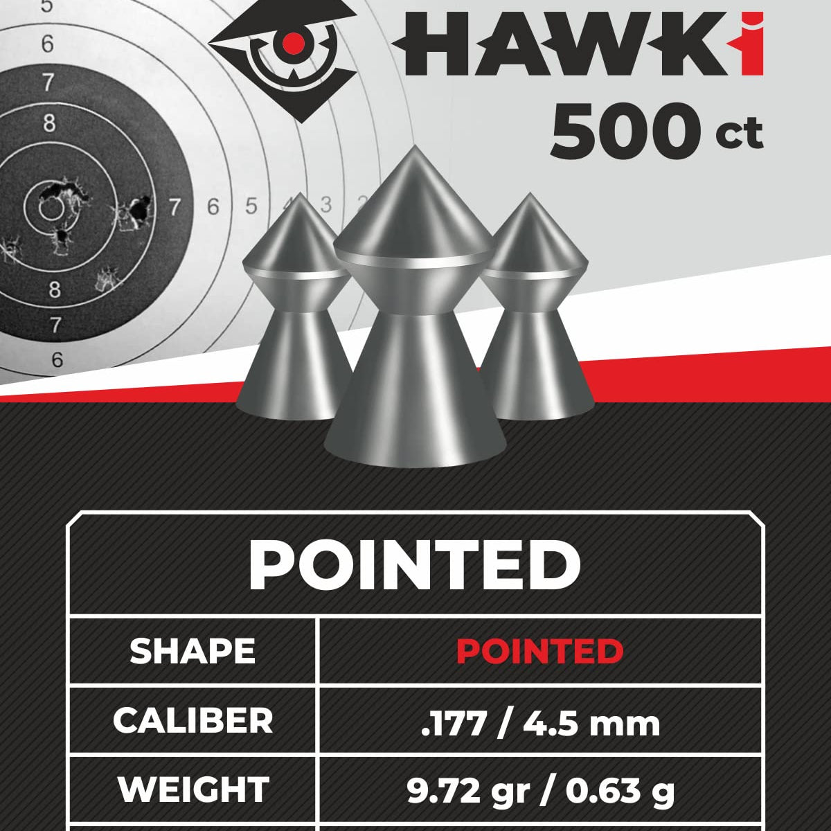 DIABOLOS HAWKI POINTED CALIBRE 4.5 DE 500 UNIDADES