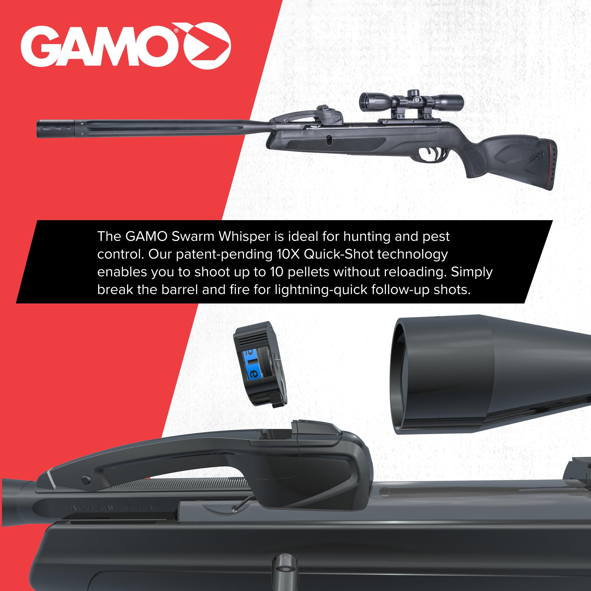 RIFLE NITRO PISTÓN GAMO SWARM WHISPER MULTI-TIRO 10X