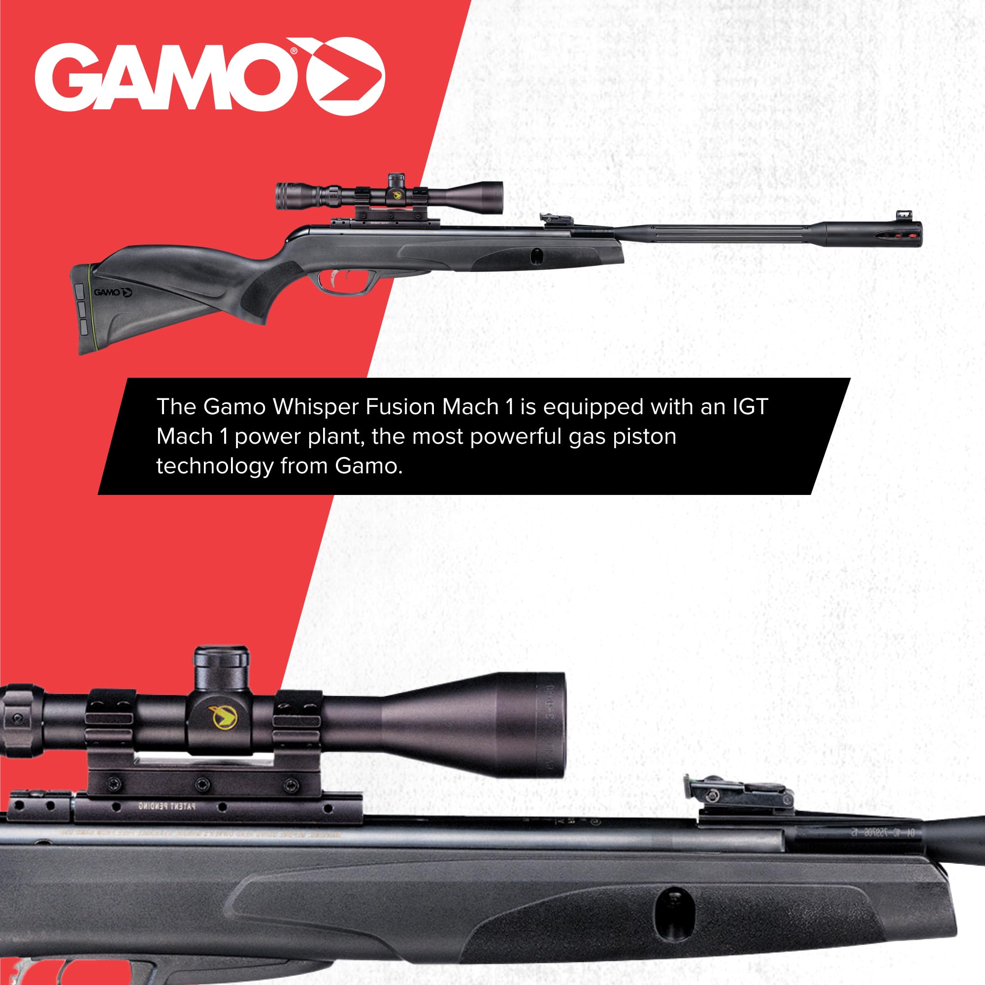 RIFLE NITRO PISTÓN GAMO WHISPER FUSIÓN MACH 1 MONO-TIRO