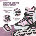 PATINES EN LÍNEA AJUSTABLES CON LUCES INTERMITENTES, PATINES CON RUEDAS LUMINOSAS PARA NIÑOS