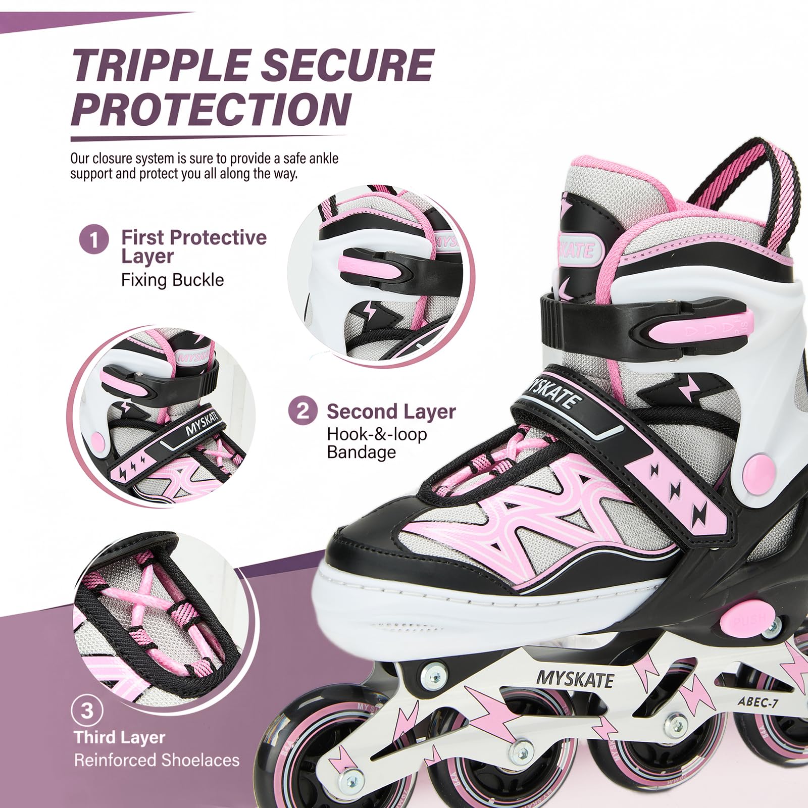 PATINES EN LÍNEA AJUSTABLES CON LUCES INTERMITENTES, PATINES CON RUEDAS LUMINOSAS PARA NIÑOS