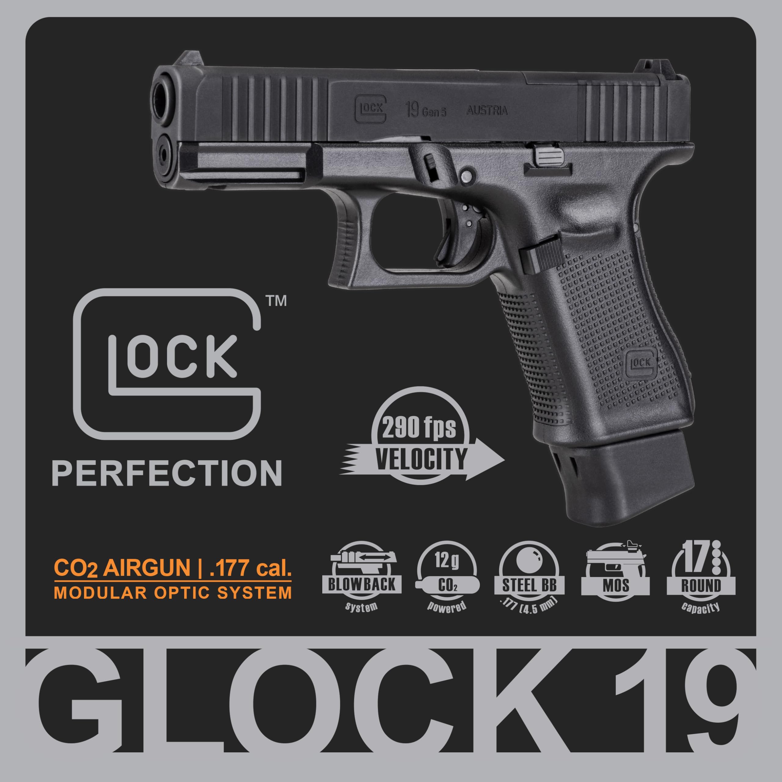 PISTOLA CO2 UMAREX GLOCK 19 GEN 5 SEMI-AUTO 17X