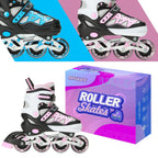 PATINES EN LÍNEA AJUSTABLES CON LUCES INTERMITENTES, PATINES CON RUEDAS LUMINOSAS PARA NIÑOS
