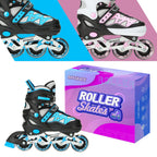 PATINES EN LÍNEA AJUSTABLES CON LUCES INTERMITENTES, PATINES CON RUEDAS LUMINOSAS PARA NIÑOS