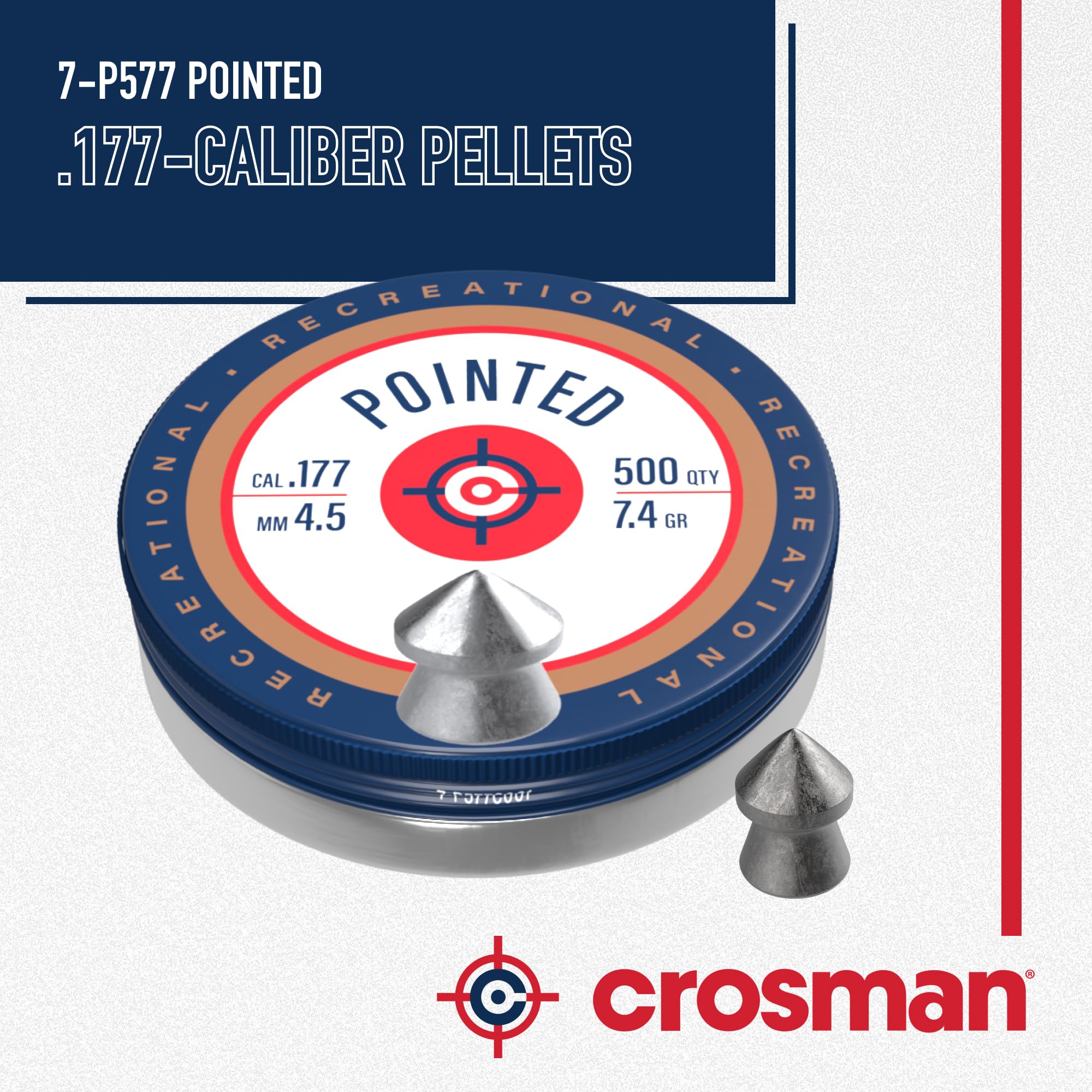 DIABOLOS CROSMAN POINTED CALIBRE 4.5 DE 500 UNIDADES