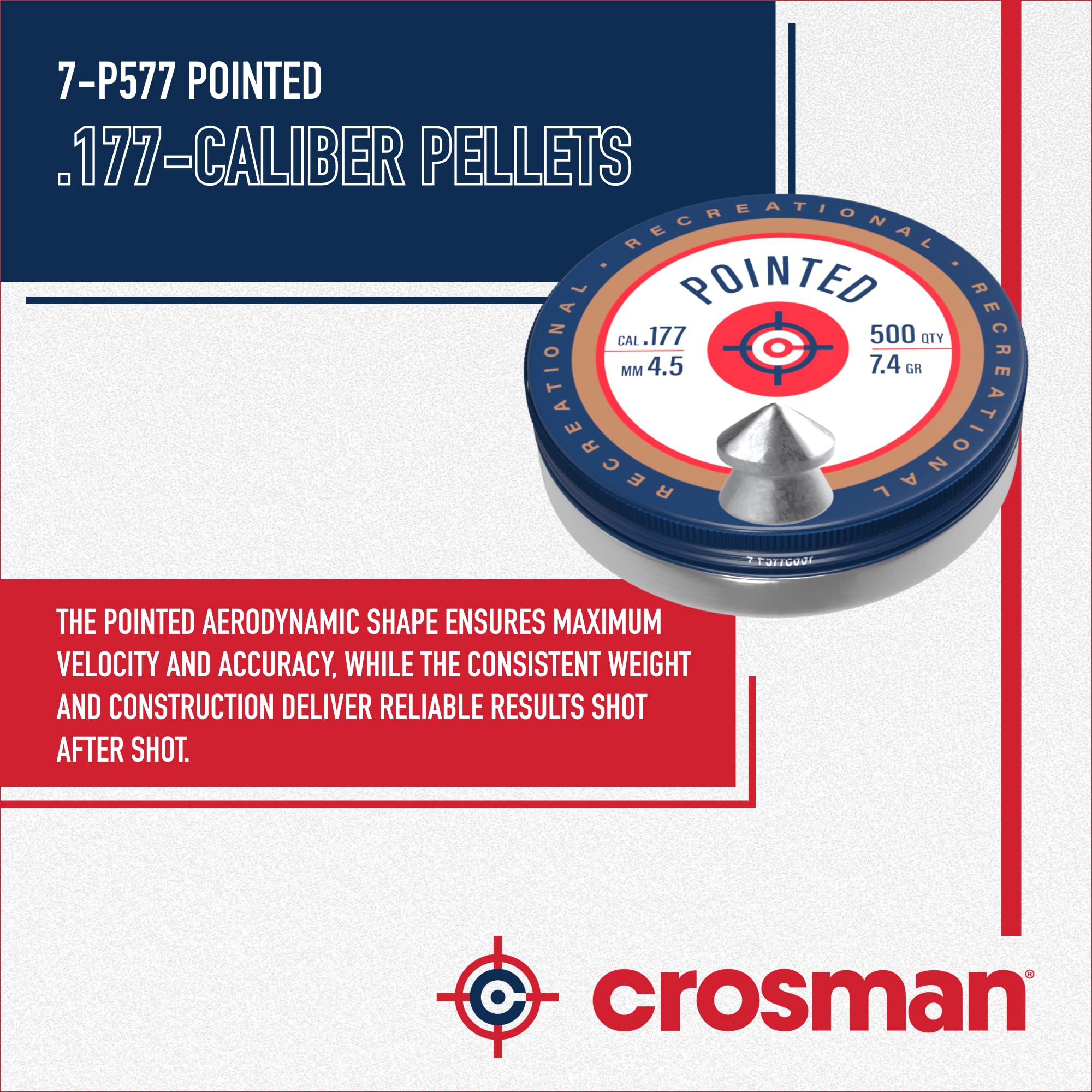 DIABOLOS CROSMAN POINTED CALIBRE 4.5 DE 500 UNIDADES