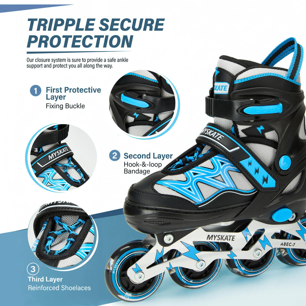PATINES EN LÍNEA AJUSTABLES CON LUCES INTERMITENTES, PATINES CON RUEDAS LUMINOSAS PARA NIÑOS