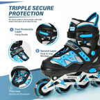PATINES EN LÍNEA AJUSTABLES CON LUCES INTERMITENTES, PATINES CON RUEDAS LUMINOSAS PARA NIÑOS