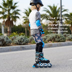PATINES EN LÍNEA AJUSTABLES CON LUCES INTERMITENTES, PATINES CON RUEDAS LUMINOSAS PARA NIÑOS