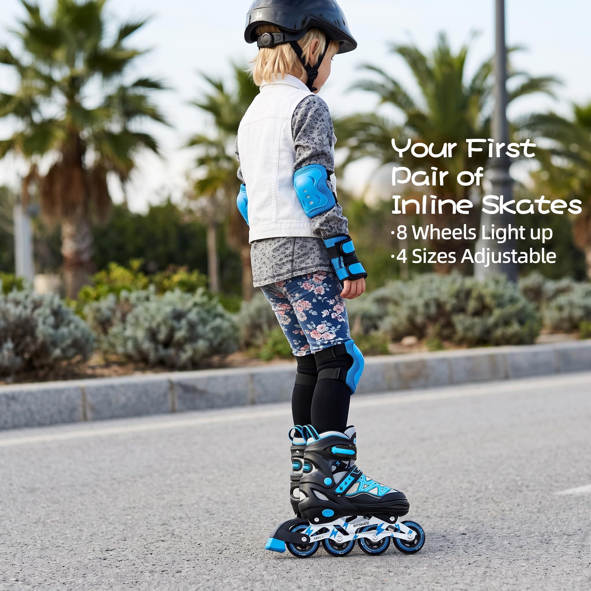 PATINES EN LÍNEA AJUSTABLES CON LUCES INTERMITENTES, PATINES CON RUEDAS LUMINOSAS PARA NIÑOS