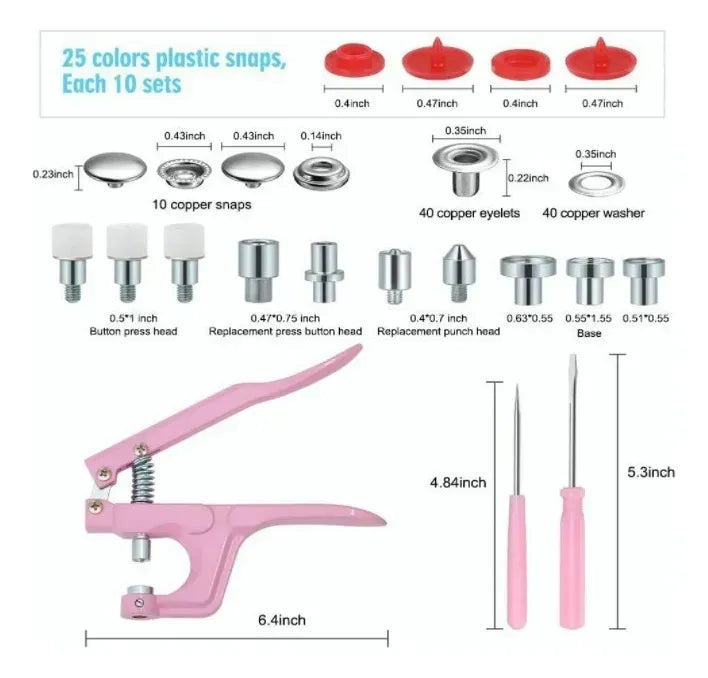 KIT BROCHES PLÁSTICOS 25 COLORES + PINZA PRENSA T3 T5 T8
