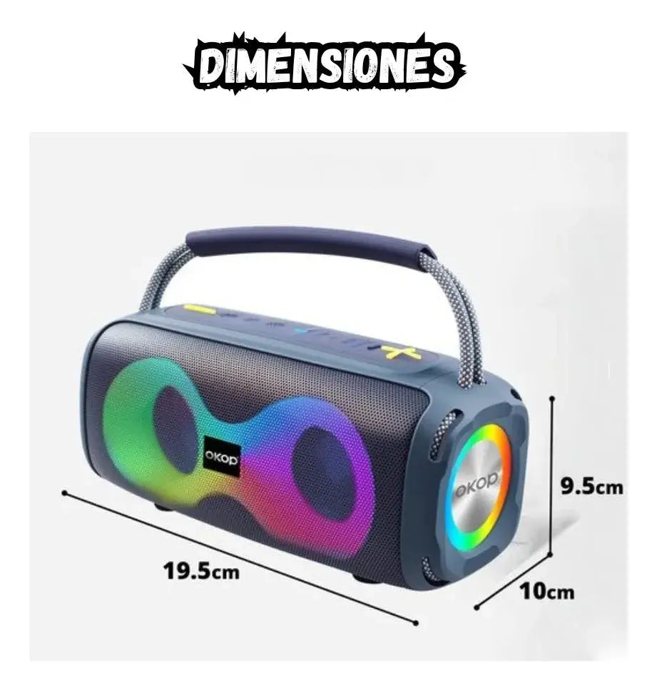 PARLANTE PORTÁTIL KP-812 BLUETOOTH DOBLE BOCINA LUCES RGB