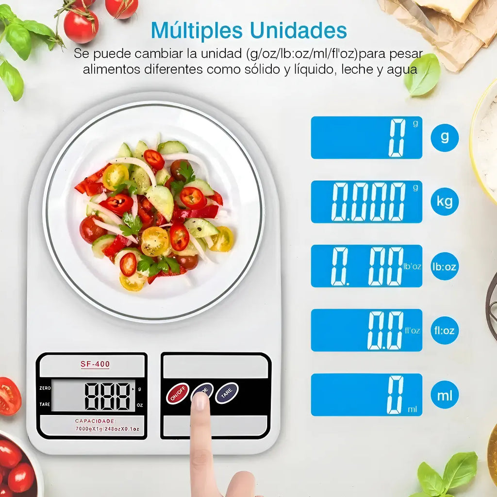 BALANZA GRAMERA DE COCINA DIGITAL GENÉRICA SF-400 BLANCA