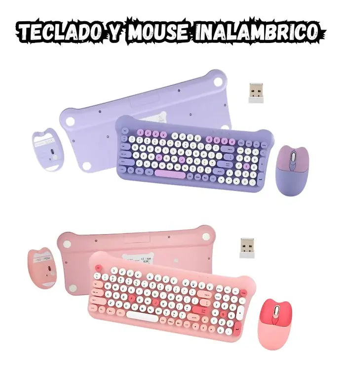 COMBO TECLADO DISEÑO GATO + MOUSE INALÁMBRICO AS-212
