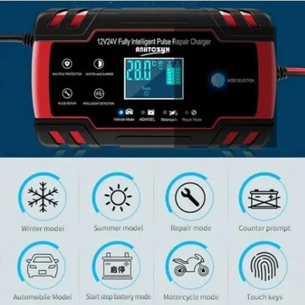 CARGADOR DE BATERÍA DE COCHE INTELIGENTE 12V 8A 24V