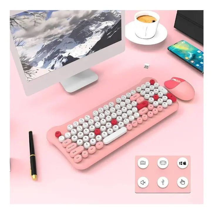 COMBO TECLADO DISEÑO GATO + MOUSE INALÁMBRICO AS-212