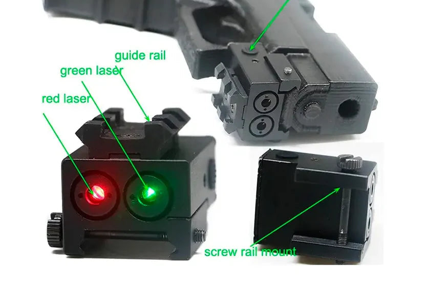 LÁSER DOBLE ROJO Y VERDE PARA RIFLES Y PISTOLAS RIEL 20mm