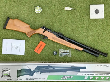 RIFLE PCP SNOWPEAK T-REX SNIPER MULTI-TIRO X10 EN MADERA CAL 6.35 DE 900 FPS