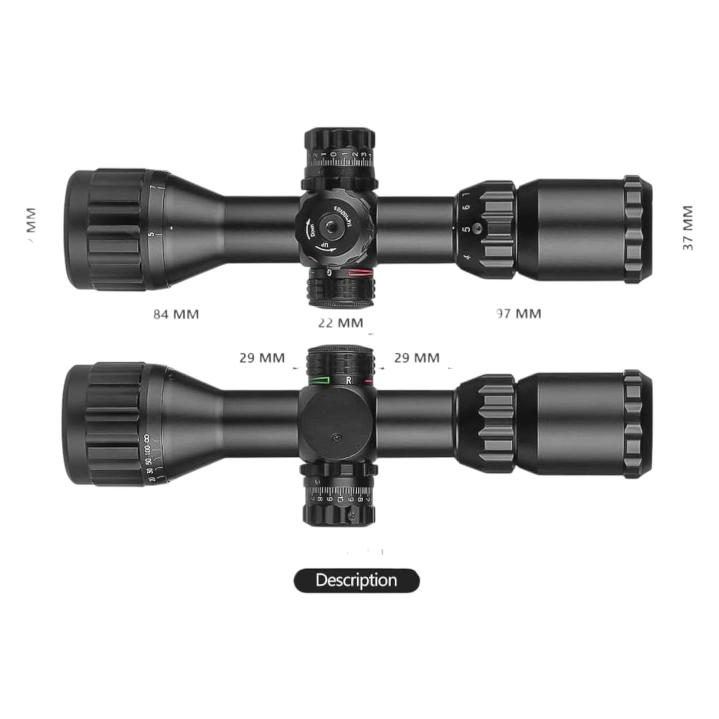 Mira telescópica SPINA 3-9X32 retícula iluminada anillos qd para riel 22