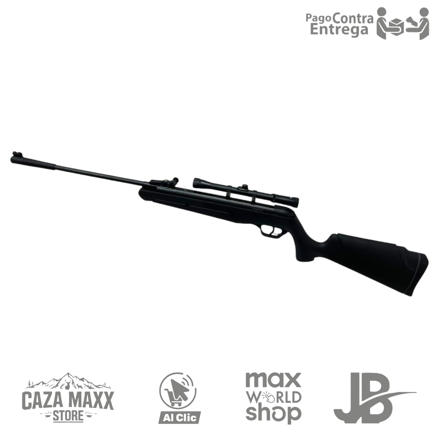 Rifle de aire comprimido CAMO lb600 polímero negro resorte cal 5.5 de 550 fps
