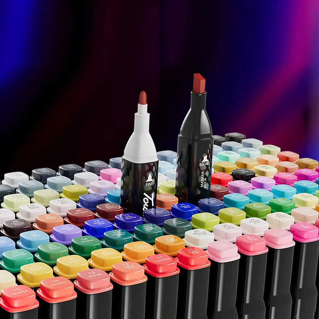 KIT MARCADORES DOBLE PUNTA PLUMONES 80 COLORES ESTUCHE