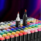 KIT MARCADORES DOBLE PUNTA PLUMONES 80 COLORES ESTUCHE