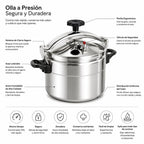 OLLA A PRESIÓN DE ALUMINIO ALTA RESISTENCIA CON SISTEMA DE CIERRE SEGURO PARA COCINA